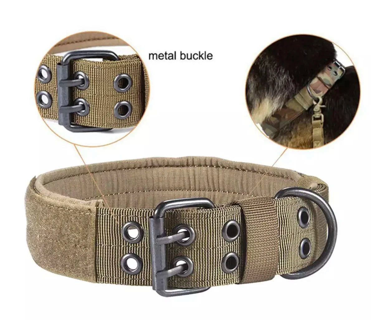 🇫🇷 Collier pour chien réglable – Nylon tactique réfléchissant, solide et idéal pour l’entraînement des grands chiens  🇬🇧 Adjustable Dog Collar – Reflective tactical nylon, strong and ideal for training large dogs
