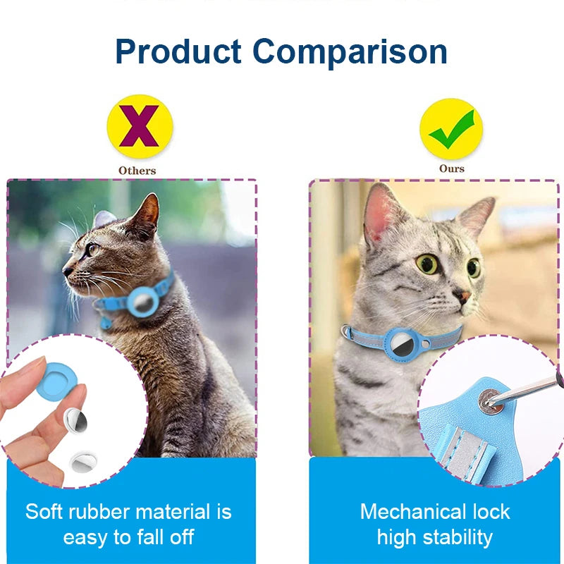 🇫🇷 Collier anti-perte pour chat – Compatible AirTag avec clochette et bande réfléchissante  🇬🇧 Anti-Lost Cat Collar – AirTag compatible with bell and reflective strap