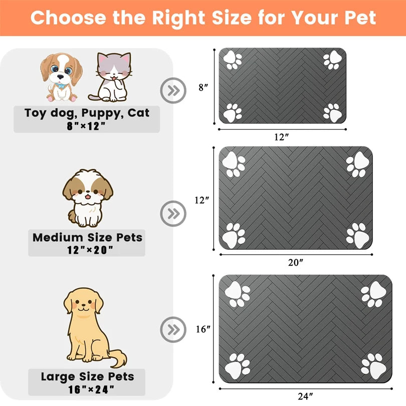 🇫🇷 Tapis d’alimentation imperméable pour chiens et chats – Séchage rapide, antidérapant, idéal sous gamelles  🇬🇧 Waterproof Pet Feeding Mat – Quick dry, non-slip placemat for dog & cat food and water bowls