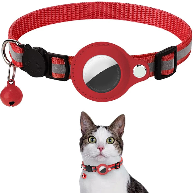 🇫🇷 Collier anti-perte pour chat – Compatible AirTag avec clochette et bande réfléchissante  🇬🇧 Anti-Lost Cat Collar – AirTag compatible with bell and reflective strap