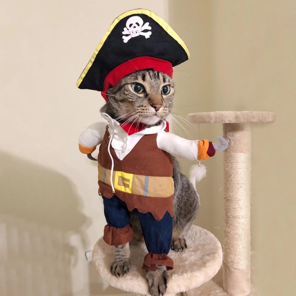 🇫🇷 Costume Pirate Drôle pour Chat & Petit Chien – Déguisement Halloween, Cosplay & Soirée | 🇬🇧 Halloween Funny Pirate Costume for Cats & Small Dogs – Creative Party & Cosplay Outfit