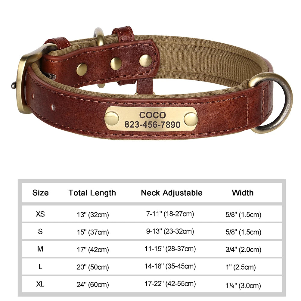 🇫🇷 Collier pour chien en cuir PU personnalisé – Gravure gratuite du nom et de l’ID, pour chiens petits, moyens et grands  🇬🇧 Personalized PU Leather Dog Collar – Free name & ID engraving for small, medium & large dogs