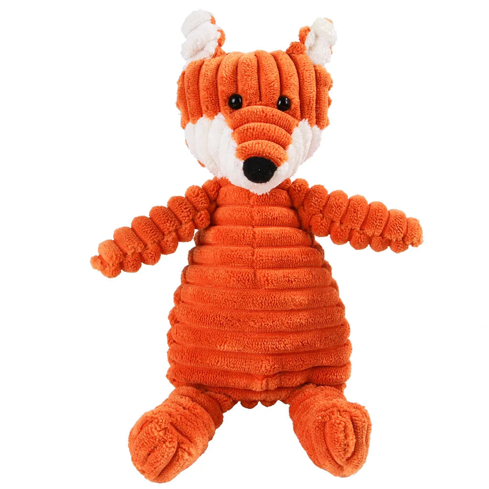 🇫🇷 Jouet en peluche avec couineur pour chien – Singe ou cochon en velours côtelé, nettoie les dents, résistant pour grands chiens. 🇬🇧 Corduroy monkey/pig plush dog toy with squeaker – Tooth cleaning, durable for large dogs.
