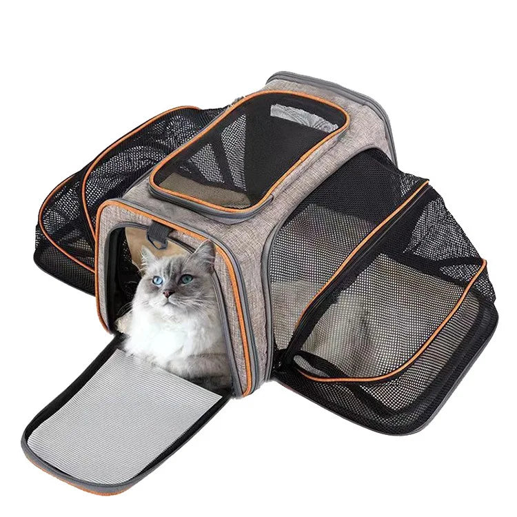 🇫🇷 Sac de transport pliable pour chats et petits chiens – Extensible, respirant, léger, avec filets aérés pour sorties et voyages 🇬🇧 Foldable Pet Carrier for Cats & Small Dogs – Expandable, Breathable Mesh Travel Bag for Outdoor &