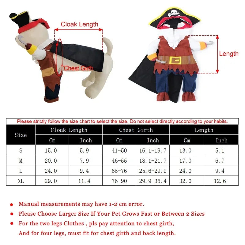 🇫🇷 Costume Pirate Drôle pour Chat & Petit Chien – Déguisement Halloween, Cosplay & Soirée | 🇬🇧 Halloween Funny Pirate Costume for Cats & Small Dogs – Creative Party & Cosplay Outfit