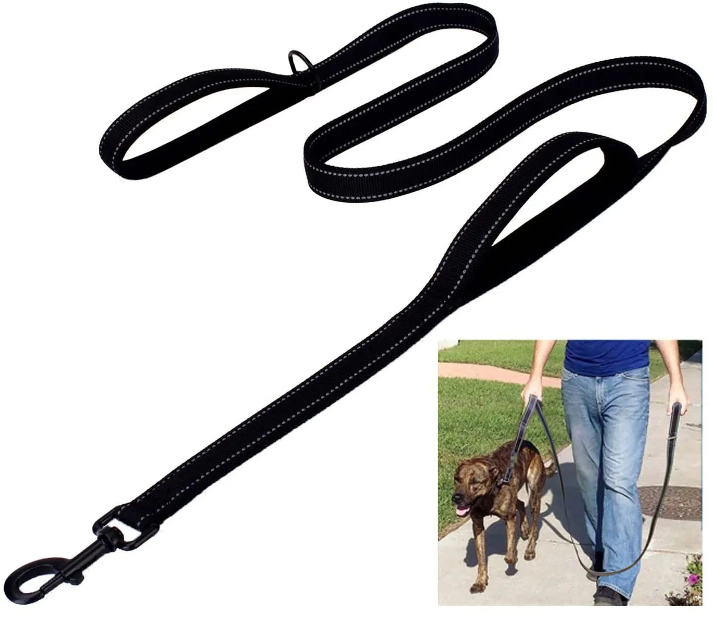 🇫🇷 Laisse pour chien double poignée – Laisse de dressage robuste pour promenade, voyage et contrôle renforcé  🇬🇧 Double Handle Dog Leash – Heavy-duty training lead for outdoor walks, travel & better control
