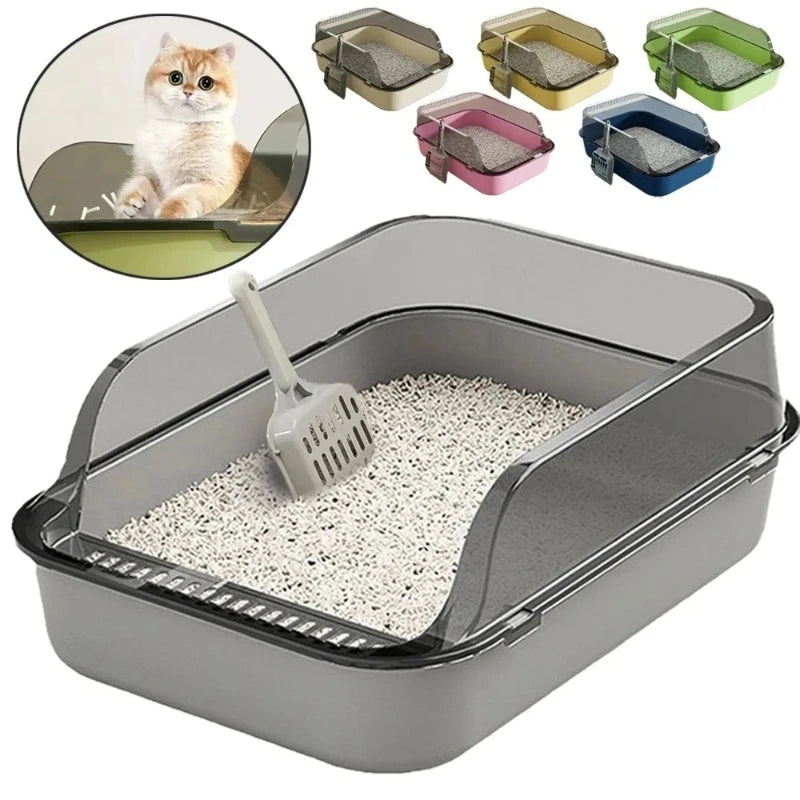 🇫🇷 Litière Tout-en-Un pour Chat avec Rangement pour Pelle – Design Incassable Anti-Rayures, Parois Hautes Anti-Débordement | 🇬🇧 All-in-One Cat Litter Box with Built-in Scoop Storage – Scratch-Resistant, High Walls