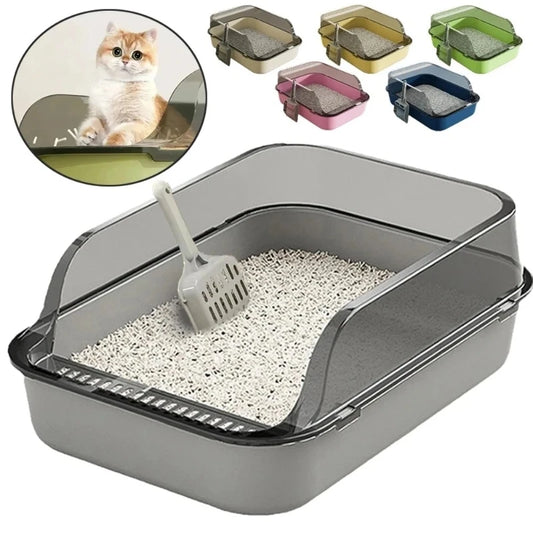 🇫🇷 Litière Tout-en-Un pour Chat avec Rangement pour Pelle – Design Incassable Anti-Rayures, Parois Hautes Anti-Débordement | 🇬🇧 All-in-One Cat Litter Box with Built-in Scoop Storage – Scratch-Resistant, High Walls