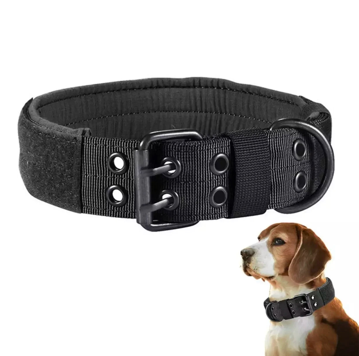 🇫🇷 Collier pour chien réglable – Nylon tactique réfléchissant, solide et idéal pour l’entraînement des grands chiens  🇬🇧 Adjustable Dog Collar – Reflective tactical nylon, strong and ideal for training large dogs