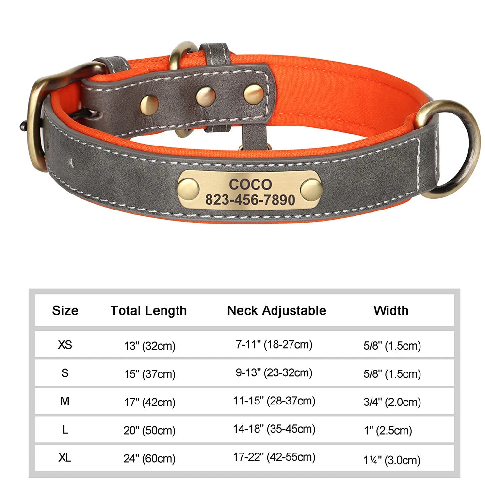 🇫🇷 Collier pour chien en cuir PU personnalisé – Gravure gratuite du nom et de l’ID, pour chiens petits, moyens et grands  🇬🇧 Personalized PU Leather Dog Collar – Free name & ID engraving for small, medium & large dogs