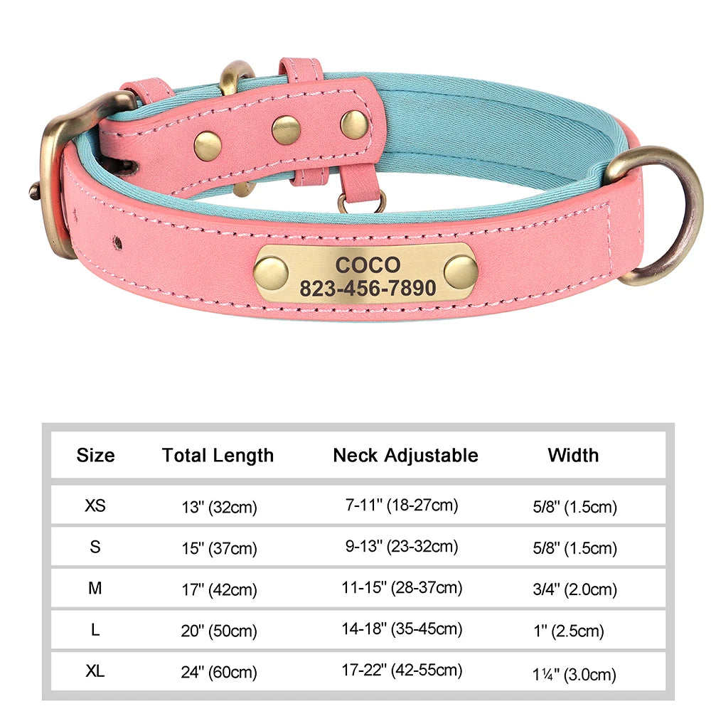 🇫🇷 Collier pour chien en cuir PU personnalisé – Gravure gratuite du nom et de l’ID, pour chiens petits, moyens et grands  🇬🇧 Personalized PU Leather Dog Collar – Free name & ID engraving for small, medium & large dogs