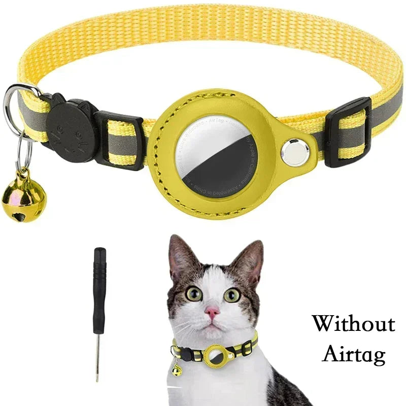 🇫🇷 Collier anti-perte pour chat – Compatible AirTag avec clochette et bande réfléchissante  🇬🇧 Anti-Lost Cat Collar – AirTag compatible with bell and reflective strap