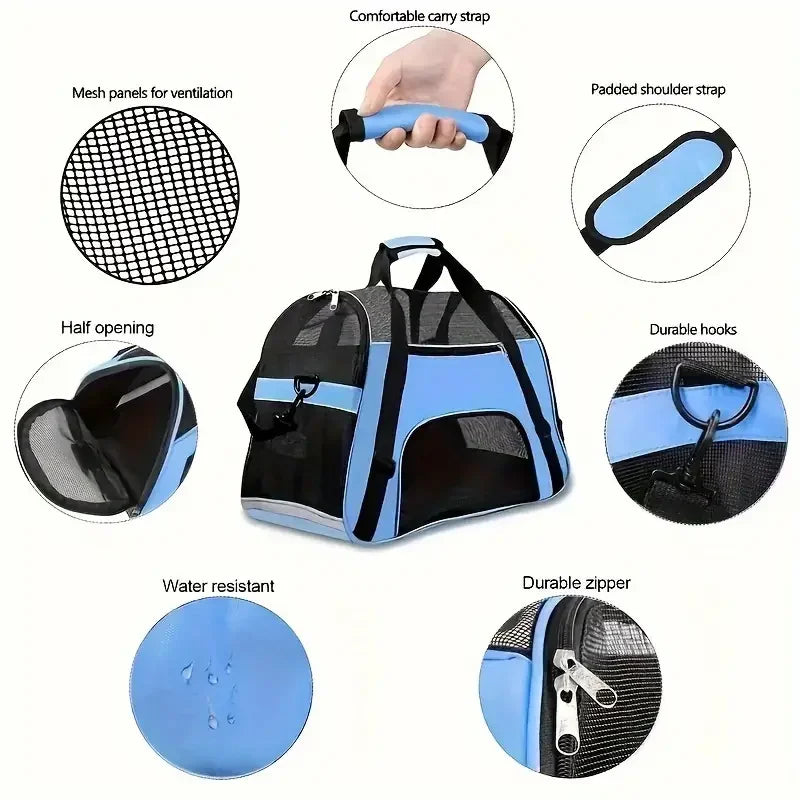 🇫🇷 Sac de transport portable pour chien et chat – Sac respirant en maille pour voyages et sorties  🇬🇧 Portable Dog & Cat Carrier Bag – Breathable mesh travel tote for pets