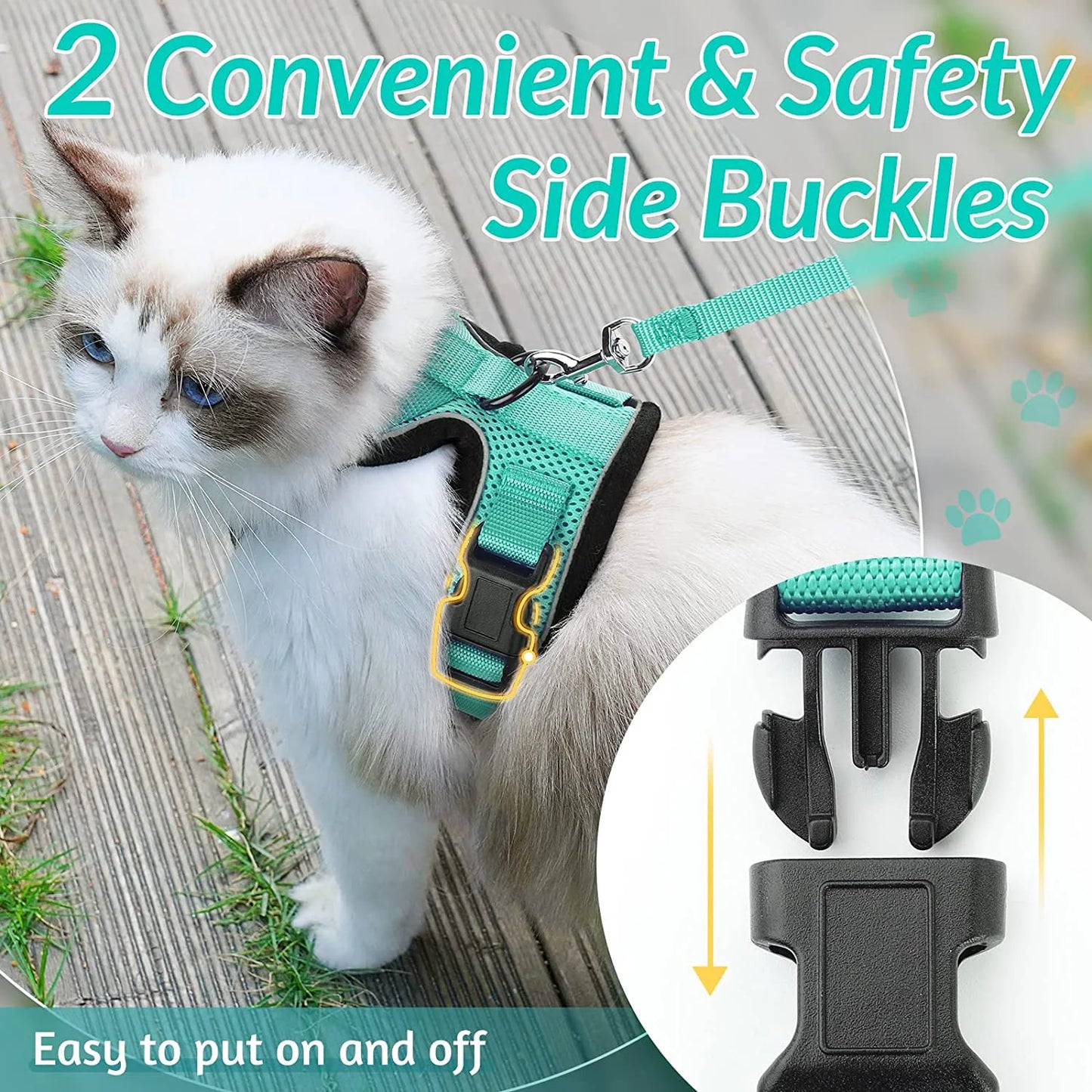 🇫🇷 Harnais pour chat avec laisse – Gilet réglable antidérapage, confortable et sécurisé pour la marche en extérieur 🇬🇧 Cat Harness and Leash – Escape-Proof Adjustable Soft Vest for Safe Outdoor Walks