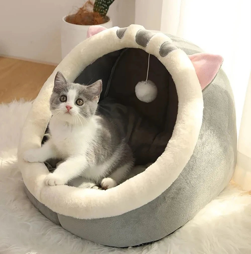 🇫🇷 Lit pour chat sommeil profond – Design cartoon, pliable, amovible et lavable, en forme de sac ou grotte pour petit chien ou chat 🇬🇧 Deep Sleep Cat Bed – Cartoon Style, Foldable, Removable & Washable Cave Bag Mat for Small Dogs or Cats