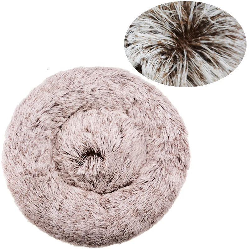 🇫🇷 Lit rond pour chiens & chats (40-90 cm) – Panier ultra doux en peluche longue, couchage chaud pour petits, moyens & grands animaux | 🇬🇧 Round Pet Bed (40-90cm) – Super Soft Long Plush Dog & Cat Bed, Warm Winter Sleeping Nest