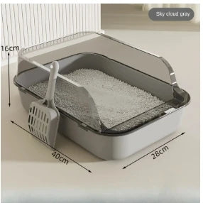 🇫🇷 Litière Tout-en-Un pour Chat avec Rangement pour Pelle – Design Incassable Anti-Rayures, Parois Hautes Anti-Débordement | 🇬🇧 All-in-One Cat Litter Box with Built-in Scoop Storage – Scratch-Resistant, High Walls
