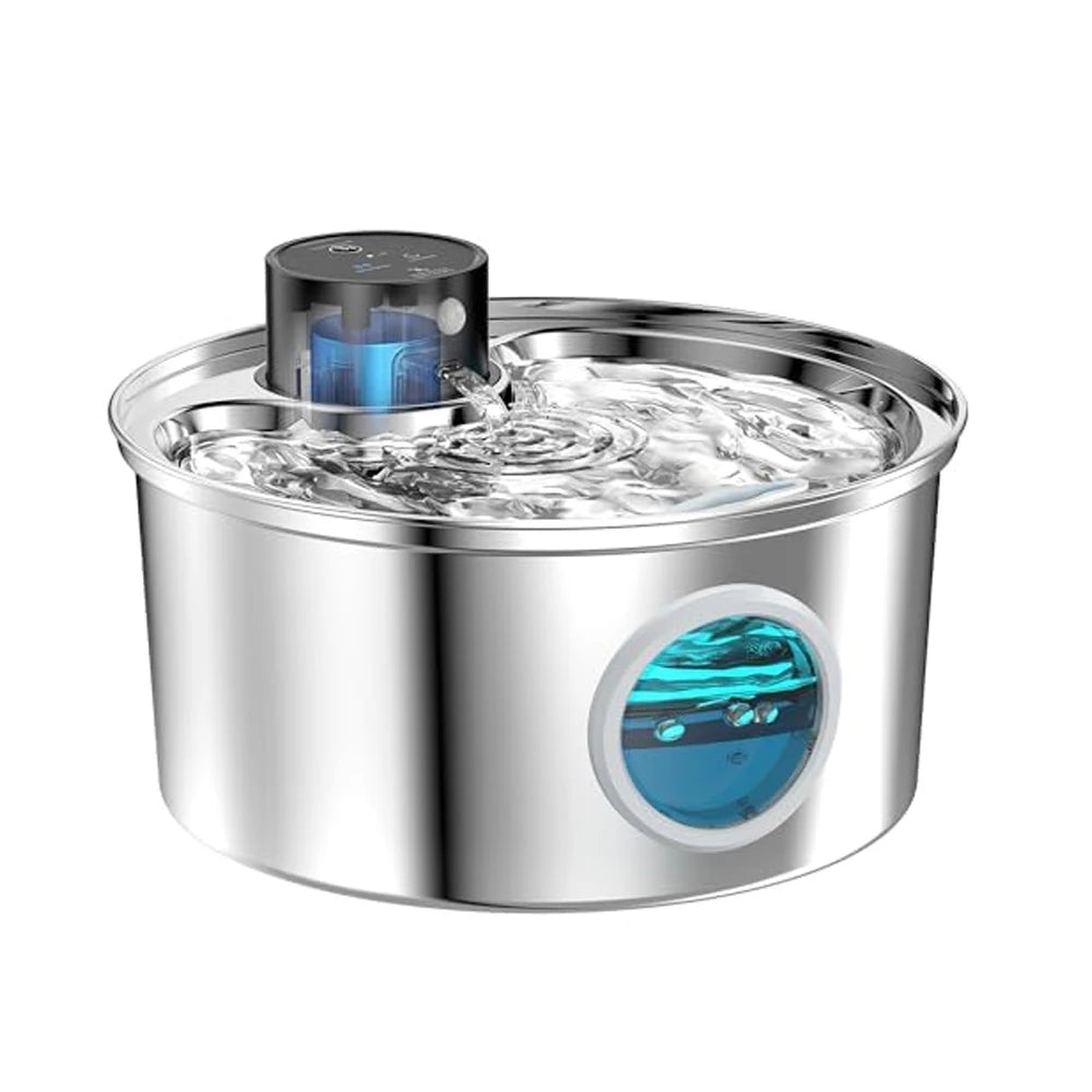 🇫🇷 Fontaine à eau 3,2L en inox pour chats et chiens – Automatique avec capteur, rechargeable en USB 5V, bol multiple pour plusieurs animaux 🇬🇧 3.2L Stainless Steel Cat Water Fountain – USB Rechargeable, Automatic Sensor, Multi-Bowl Pet Drinking Station