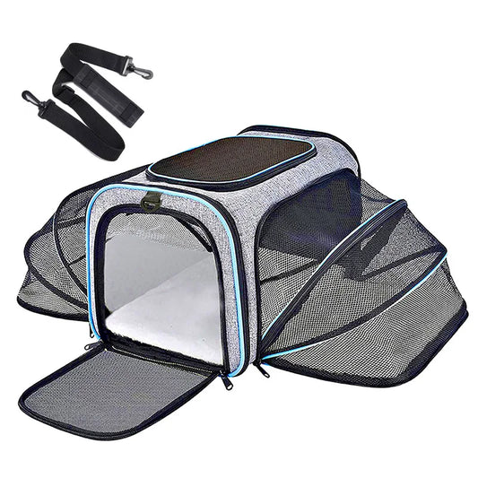 🇫🇷 Sac de transport pliable pour chats et petits chiens – Extensible, respirant, léger, avec filets aérés pour sorties et voyages 🇬🇧 Foldable Pet Carrier for Cats & Small Dogs – Expandable, Breathable Mesh Travel Bag for Outdoor &