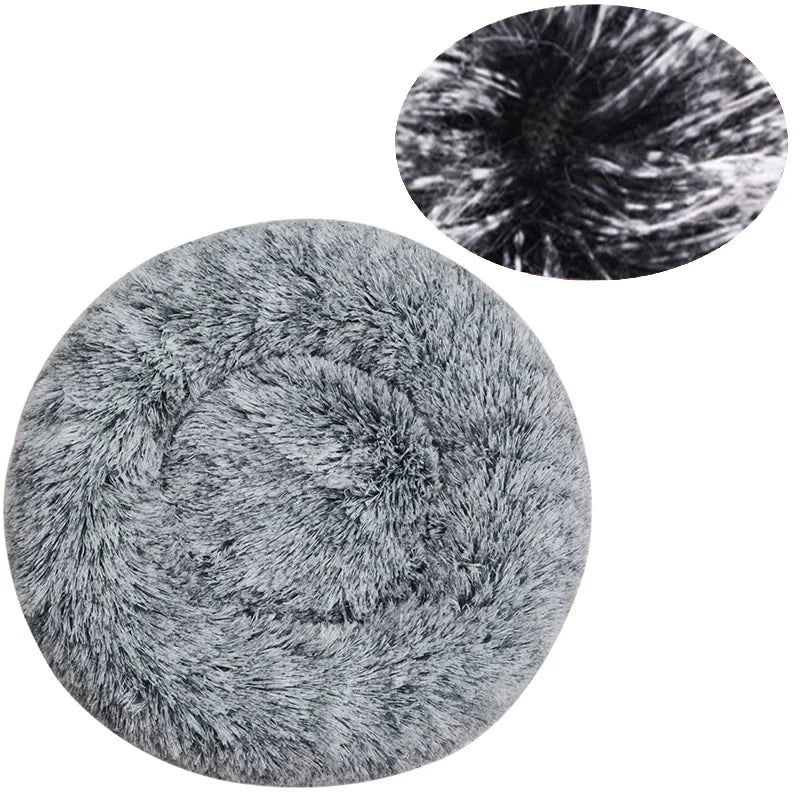 🇫🇷 Lit rond pour chiens & chats (40-90 cm) – Panier ultra doux en peluche longue, couchage chaud pour petits, moyens & grands animaux | 🇬🇧 Round Pet Bed (40-90cm) – Super Soft Long Plush Dog & Cat Bed, Warm Winter Sleeping Nest