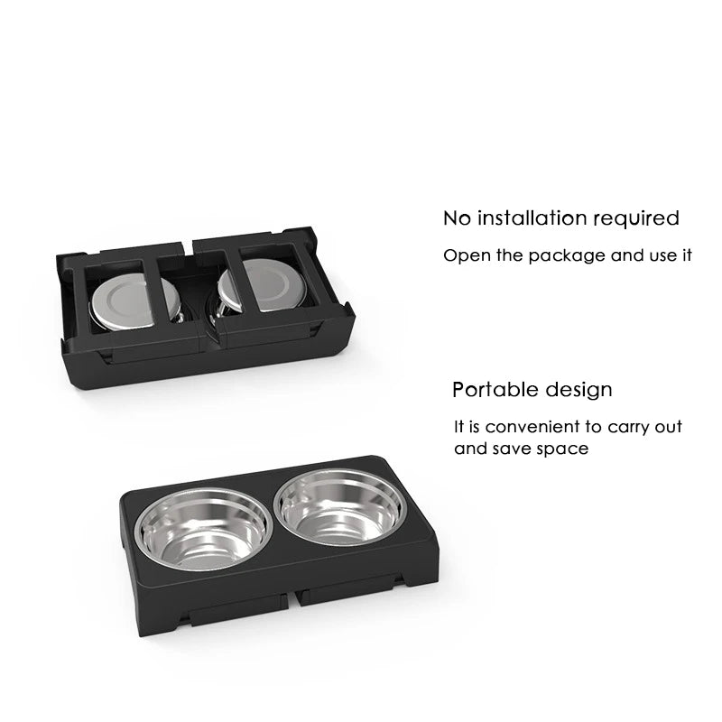 🇫🇷 Français : BOOTEELY Gamelle surélevée ajustable – Support avec 2 bols inox pour chiens  🇬🇧 English : BOOTEELY Elevated Dog Feeder – Adjustable Stand with 2 Stainless Steel Bowls