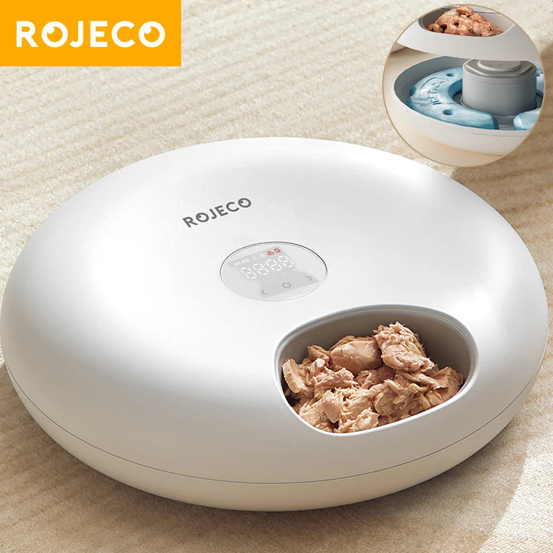 🇫🇷 ROJECO Distributeur Automatique 6 Repas – Nourrisseur Intelligent pour Croquettes & Pâtée, Accessoires, Distributeur Chat 🇬🇧 ROJECO 6 Meals Automatic Pet Feeder – Smart Cat Food Dispenser for Kibble & Wet Food, Accessories, Auto Feeder