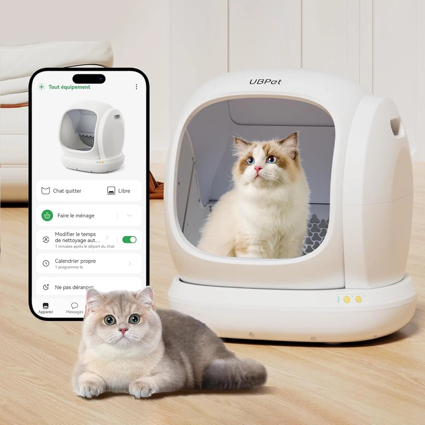🇫🇷 Français : UBPet C20 – Litière automatique pour chat 75L, grande capacité, système anti‑pincement  🇬🇧 English : UBPet C20 – 75L Automatic Cat Litter Box, Extra Large Capacity, Anti-Pinch System