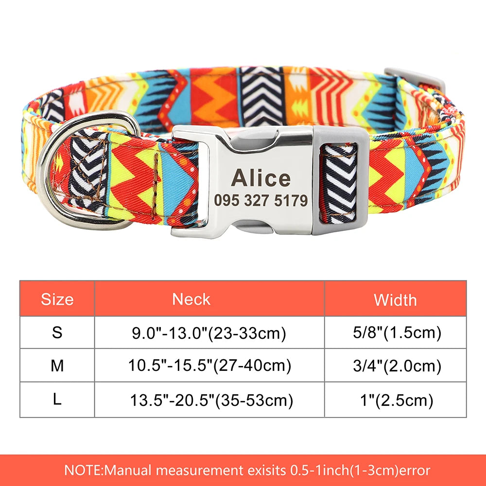 🇫🇷 Collier réglable en nylon pour chien – Personnalisé avec gravure sur la boucle, anti-perte, pour petits, moyens et grands chiens  🇬🇧 Adjustable Nylon Dog Collar – Personalized with engraved buckle, anti-lost, for small, medium & large dogs