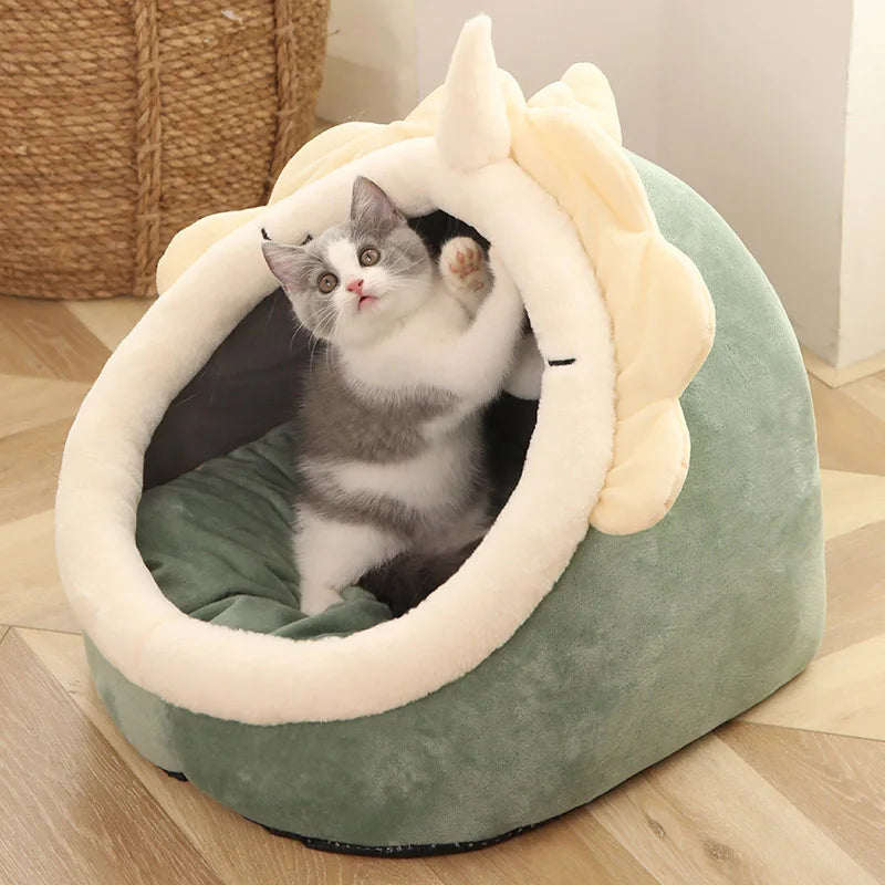 🇫🇷 Lit pour chat sommeil profond – Design cartoon, pliable, amovible et lavable, en forme de sac ou grotte pour petit chien ou chat 🇬🇧 Deep Sleep Cat Bed – Cartoon Style, Foldable, Removable & Washable Cave Bag Mat for Small Dogs or Cats
