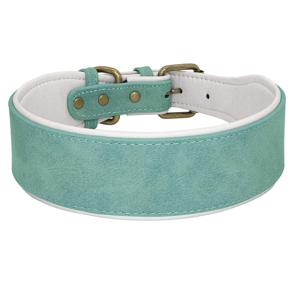 🇫🇷 Collier en cuir personnalisé pour chien – Large, rembourré, gravure du nom gratuite, idéal pour chiens moyens et grands  🇬🇧 Personalized Leather Dog Collar – Wide, padded, free name engraving, ideal for medium & large dogs