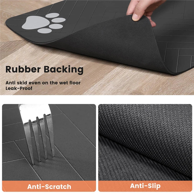 🇫🇷 Tapis d’alimentation imperméable pour chiens et chats – Séchage rapide, antidérapant, idéal sous gamelles  🇬🇧 Waterproof Pet Feeding Mat – Quick dry, non-slip placemat for dog & cat food and water bowls