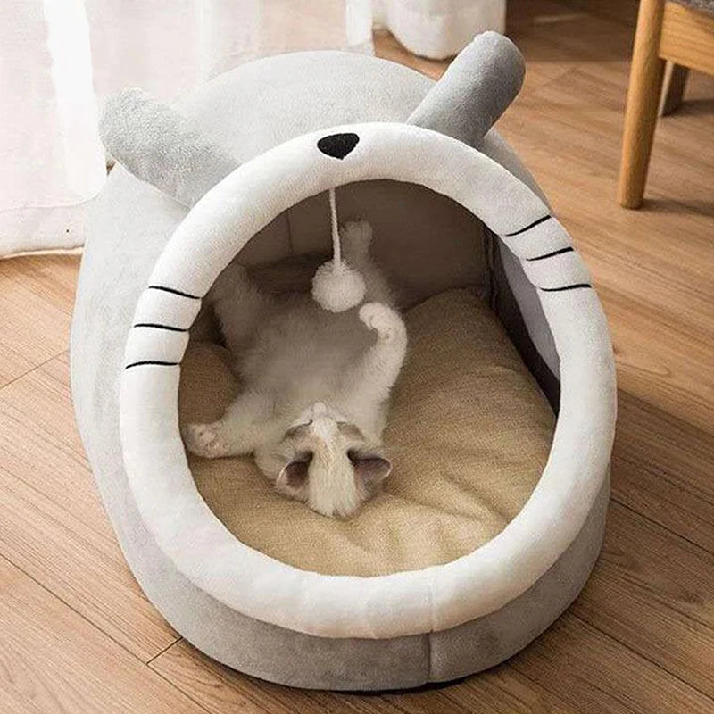 🇫🇷 Lit pour chat sommeil profond – Design cartoon, pliable, amovible et lavable, en forme de sac ou grotte pour petit chien ou chat 🇬🇧 Deep Sleep Cat Bed – Cartoon Style, Foldable, Removable & Washable Cave Bag Mat for Small Dogs or Cats