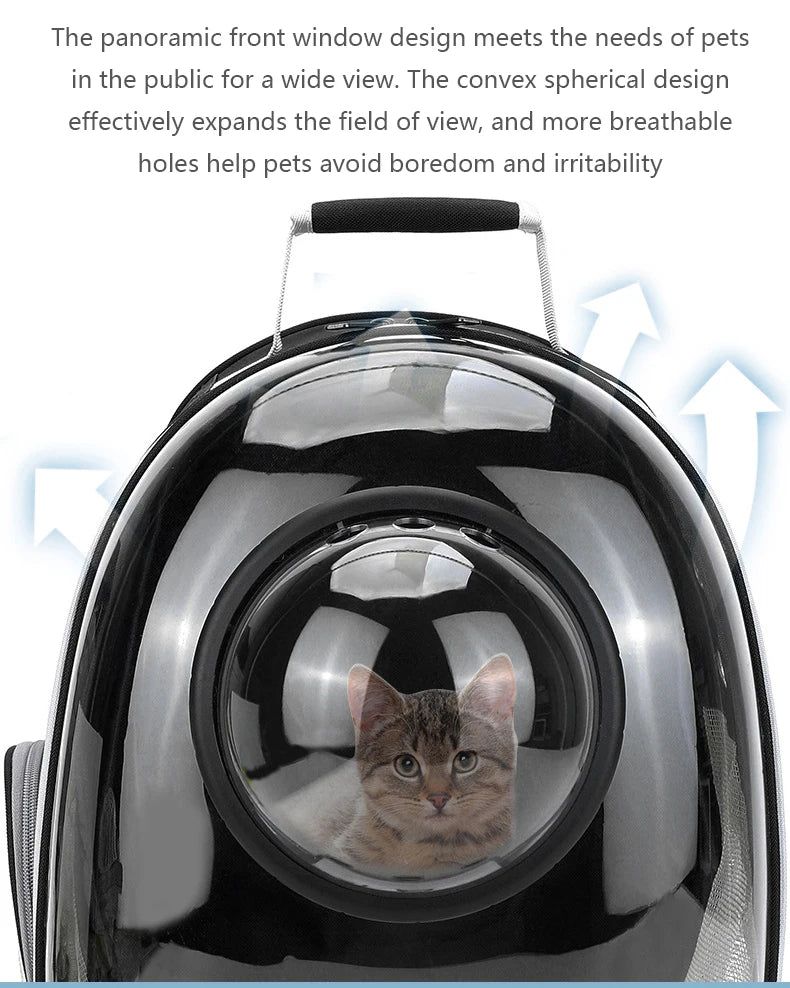 🇫🇷 Sac à dos capsule transparent pour chat et petit chien – Sac de transport respirant et portable  🇬🇧 Transparent Capsule Pet Backpack – Breathable and portable carrier for cats & small dogs