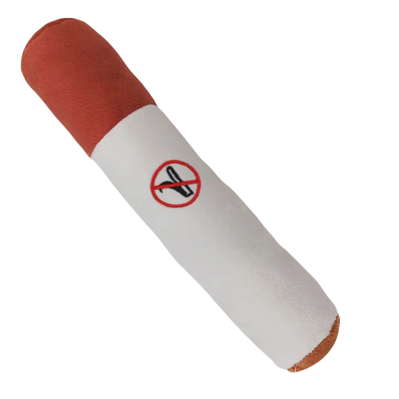 🇫🇷 Jouet cigare interactif pour chien – Peluche résistante avec couineur, idéal petits chiens, mâchage et jeu prolongé. 🇬🇧 Interactive cigar dog toy – Durable squeaky plush for small dogs, perfect for chewing and long play sessions.