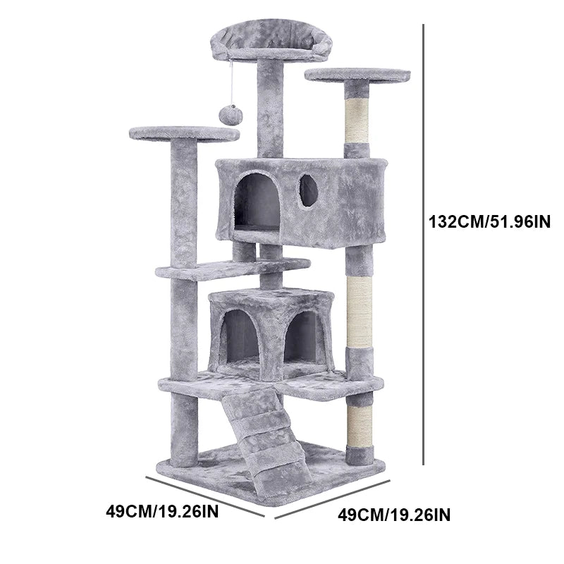🇫🇷 Tour à Chat Multi-Niveaux avec Griffoirs, Niches et Jouets pour Chatons 🇬🇧 Multi-Level Cat Tree Tower with Scratch Posts, Condos & Kitten Toys