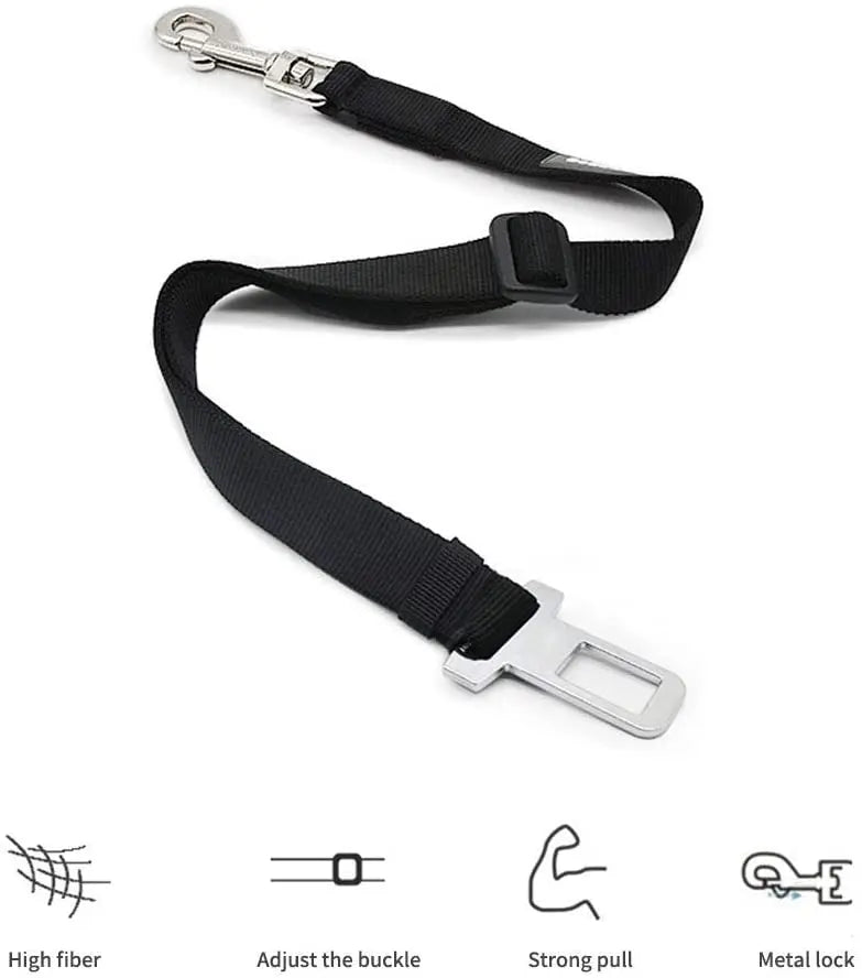 🇫🇷 Ceinture de sécurité réglable pour chien et chat – Harnais auto avec clip universel pour voiture, maintien sûr et confortable. 🇬🇧 Adjustable dog & cat car seat belt – Universal clip harness for safe & comfy travel.