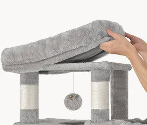 🇫🇷 Hzuaneri – Arbre à chat 170 cm : tour multi-niveaux avec griffoirs, grande plateforme & tapis lavable. 🇬🇧 Hzuaneri – 170 cm Cat Tree: multi-level scratching post with big perch & washable mat.