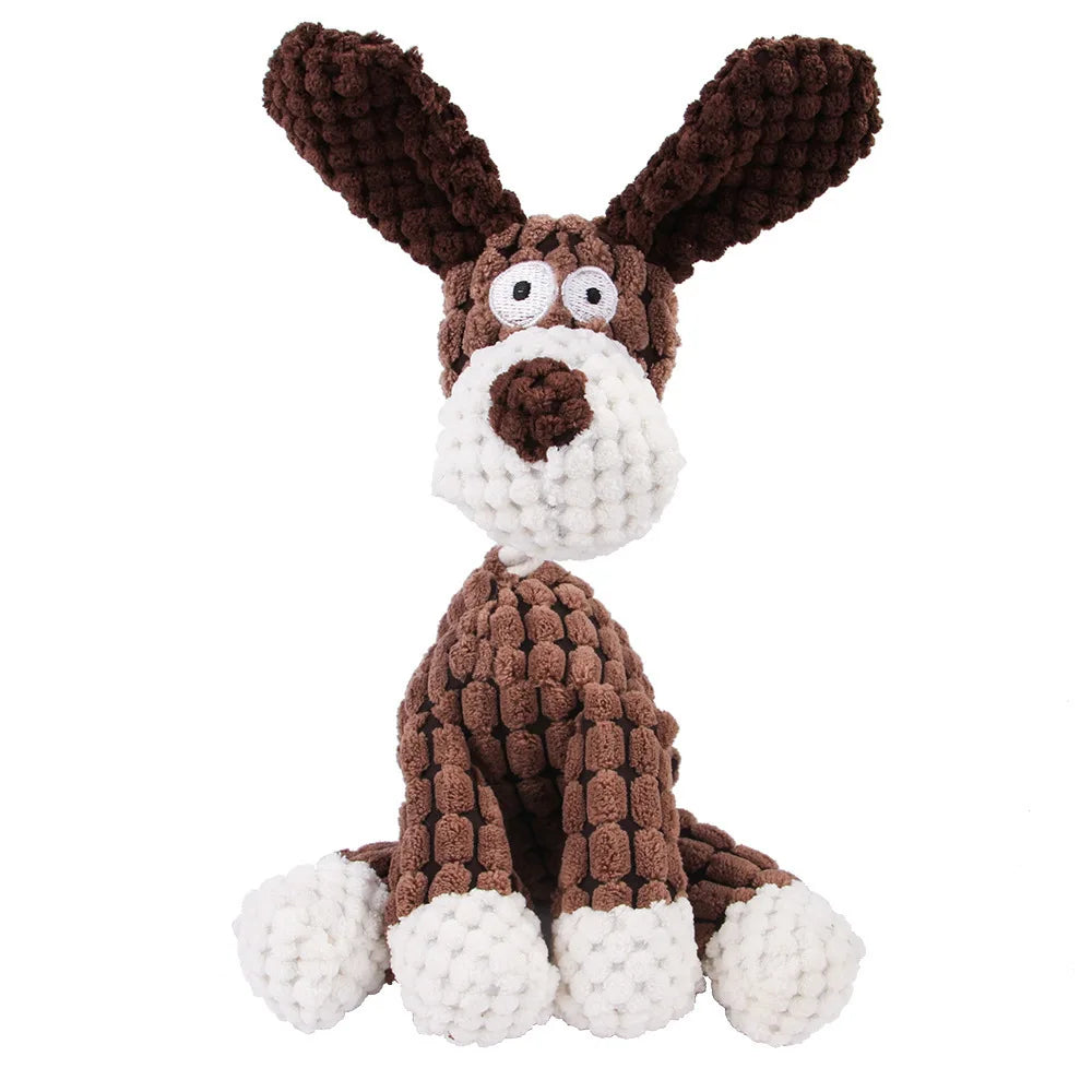 🇫🇷 Jouet en peluche avec couineur pour chien – Singe ou cochon en velours côtelé, nettoie les dents, résistant pour grands chiens. 🇬🇧 Corduroy monkey/pig plush dog toy with squeaker – Tooth cleaning, durable for large dogs.