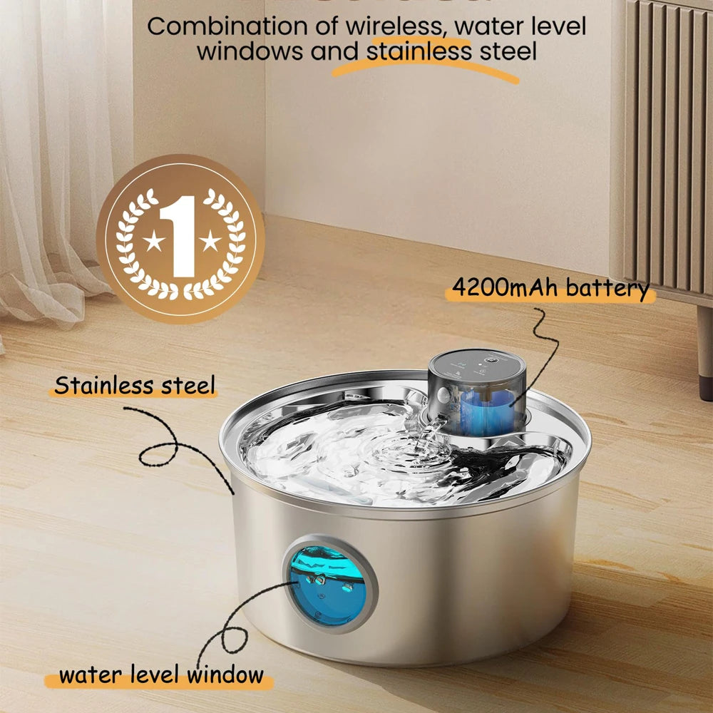 🇫🇷 Fontaine à eau 3,2L en inox pour chats et chiens – Automatique avec capteur, rechargeable en USB 5V, bol multiple pour plusieurs animaux 🇬🇧 3.2L Stainless Steel Cat Water Fountain – USB Rechargeable, Automatic Sensor, Multi-Bowl Pet Drinking Station