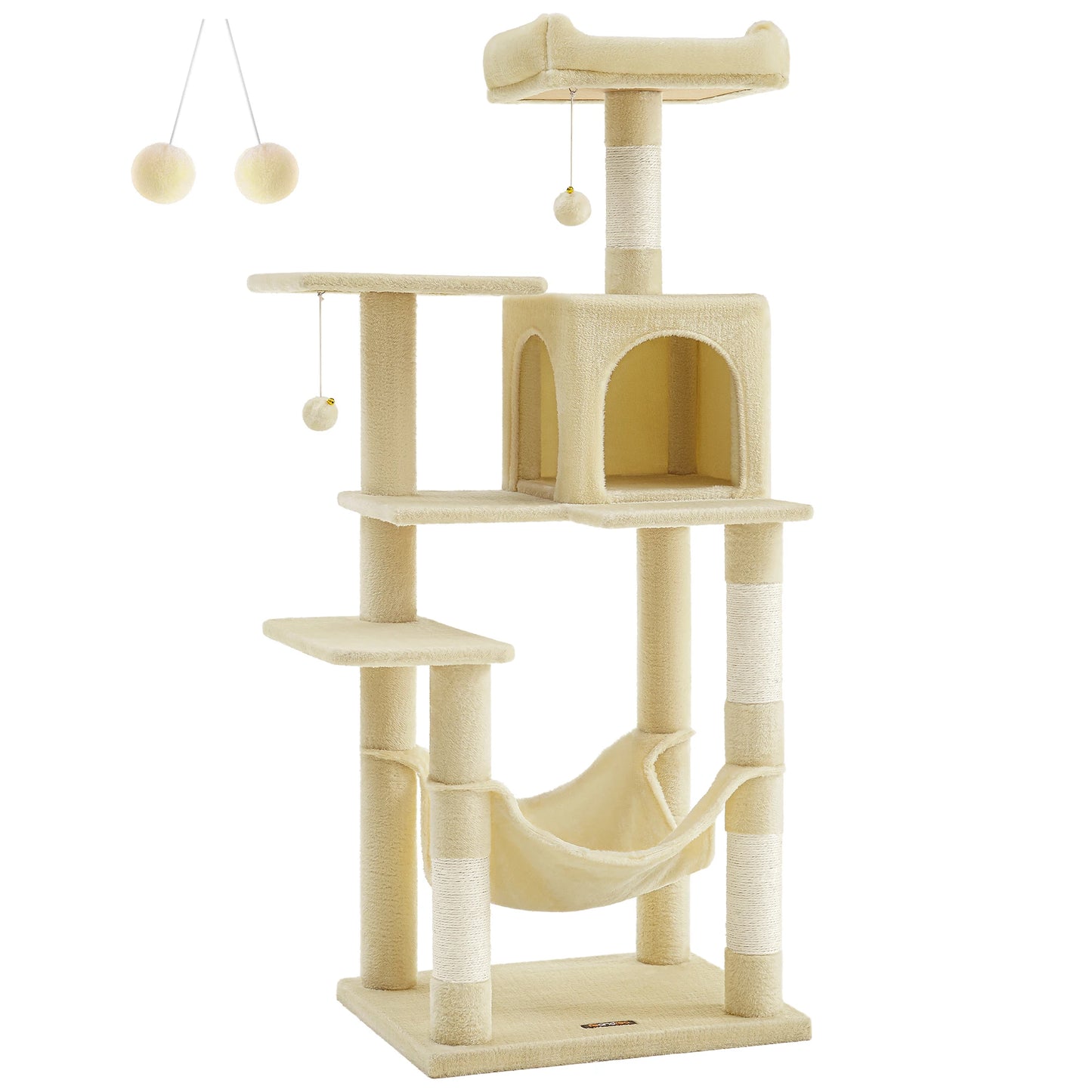 🇫🇷 Arbre à chat Feandrea 143 cm – Tour d’intérieur multi-niveaux avec 4 poteaux à griffer, 2 plateformes et niche en peluche 🇬🇧 Feandrea Cat Tree 143 cm – Multi-Level Indoor Cat Tower with 4 Scratching Posts, 2 Perches & Plush Condo Cave