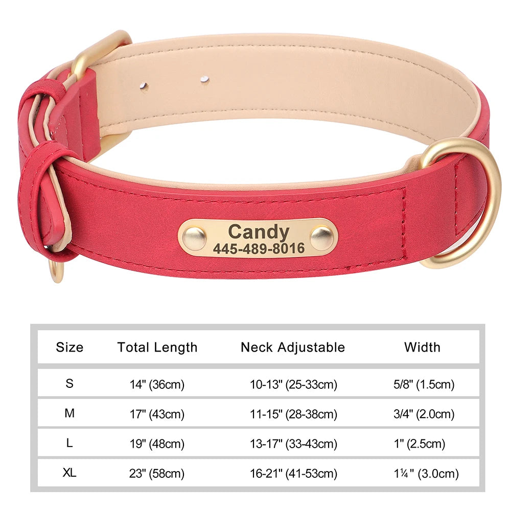 🇫🇷 Collier pour chien en cuir PU personnalisé – Gravure gratuite du nom et de l’ID, pour chiens petits, moyens et grands  🇬🇧 Personalized PU Leather Dog Collar – Free name & ID engraving for small, medium & large dogs