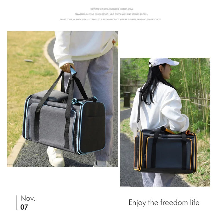 🇫🇷 Sac de transport extensible pour chats et petits chiens – Grande capacité, pliable, respirant, parfait en voiture ou à l’extérieur 🇬🇧 Foldable Expandable Pet Carrier – Large Capacity Cat & Dog Travel Bag, Breathable & Portable for Outdoor/Car Use