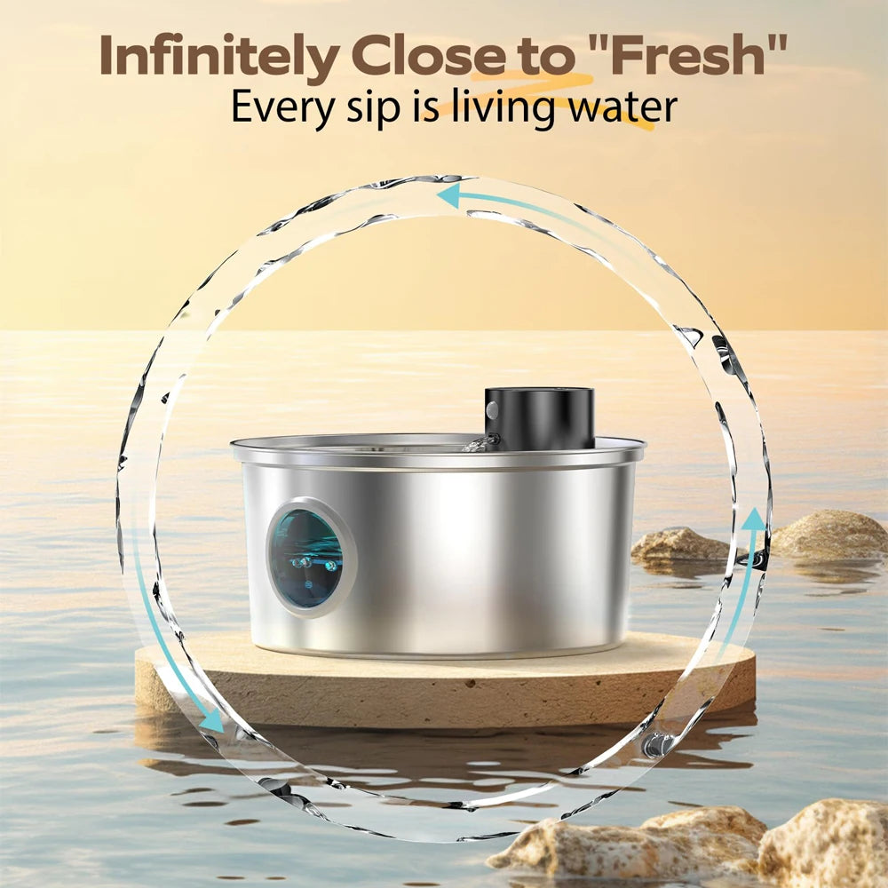 🇫🇷 Fontaine à eau 3,2L en inox pour chats et chiens – Automatique avec capteur, rechargeable en USB 5V, bol multiple pour plusieurs animaux 🇬🇧 3.2L Stainless Steel Cat Water Fountain – USB Rechargeable, Automatic Sensor, Multi-Bowl Pet Drinking Station