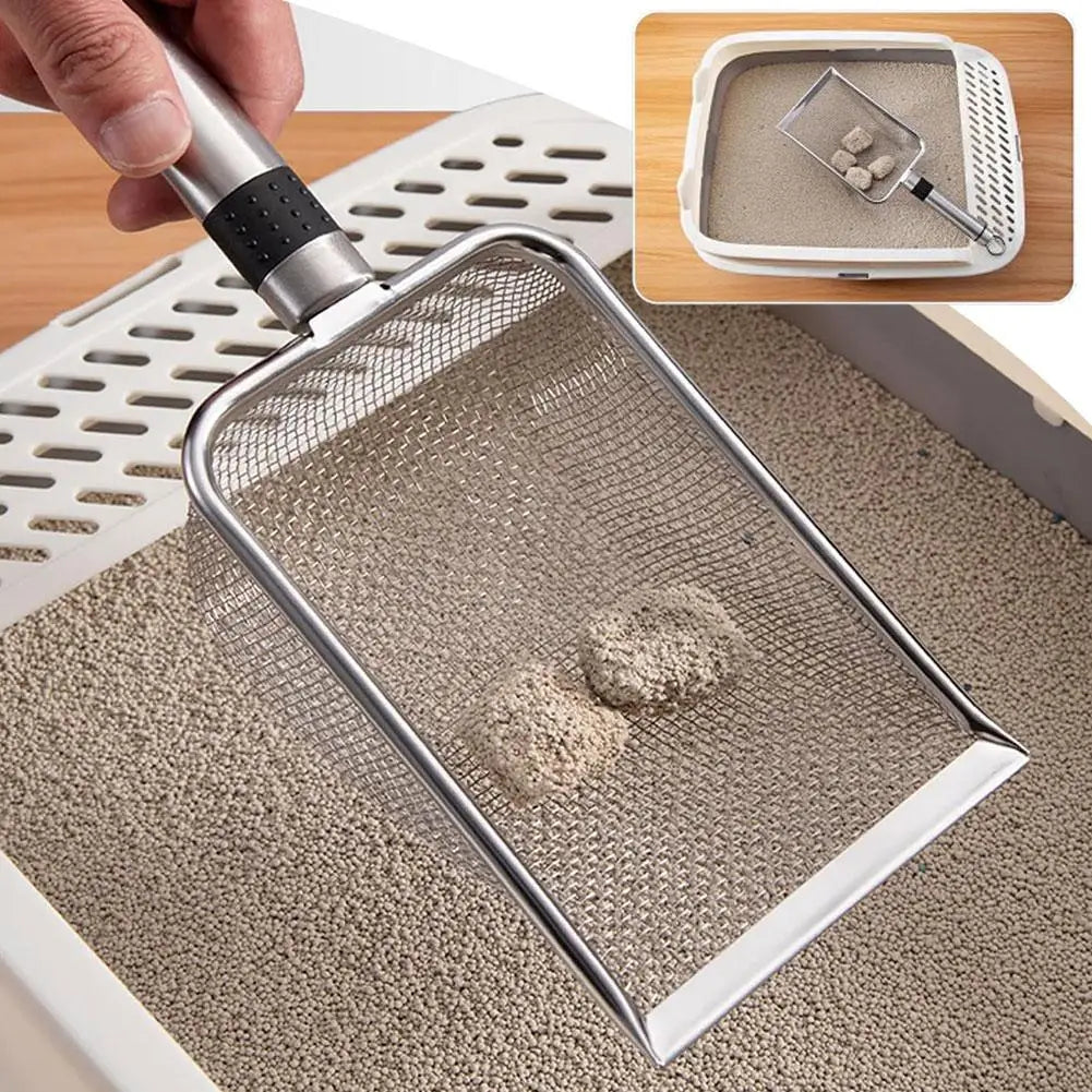 🇫🇷 Pelle à Litière en Acier pour Chat – Tamis à Mailles Fines, Outil de Nettoyage pour Chats, Chiens & Lapins | 🇬🇧 Steel Cat Sand Shovel – Fine Mesh Pet Poop Scoop for Cats, Dogs & Rabbits Cleaning Tool