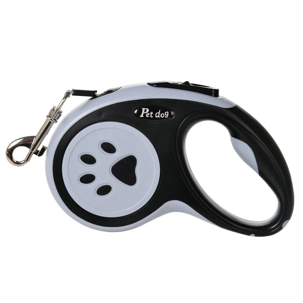 🇫🇷 Français : Laisse rétractable automatique pour chien – Motifs pattes et os  🇬🇧 English : Automatic Retractable Dog Leash – Bone & Paw Print Design