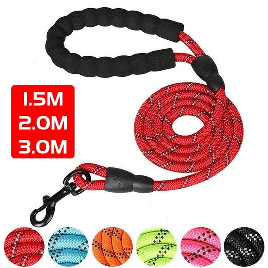 🇫🇷 Laisse pour chien réfléchissante avec poignée rembourrée – Corde double résistante pour chiens puissants, plus de sécurité et de contrôle  🇬🇧 Reflective Dog Leash with Padded Handle – Double Heavy-Duty Rope for Strong Dogs, Enhanced Safety & Control