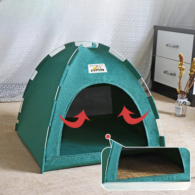 🇫🇷 Maison pliable pour chat – Tente portable toutes saisons avec tapis rafraîchissant, respirante et adaptée intérieur/extérieur 🇬🇧 Foldable Cat House – All-Season Pet Tent with Cooling Mat, Portable, Breathable, for Indoor & Outdoor Use
