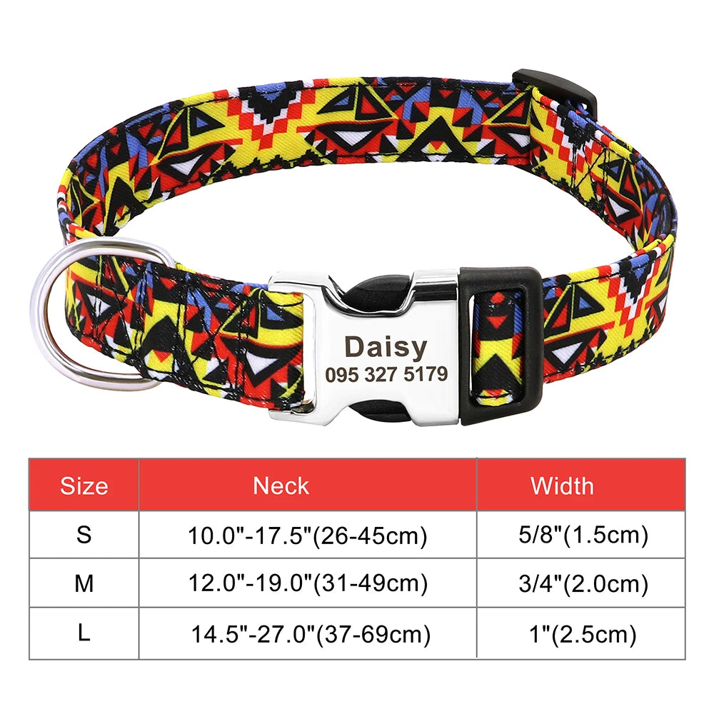 🇫🇷 Collier réglable en nylon pour chien – Personnalisé avec gravure sur la boucle, anti-perte, pour petits, moyens et grands chiens  🇬🇧 Adjustable Nylon Dog Collar – Personalized with engraved buckle, anti-lost, for small, medium & large dogs