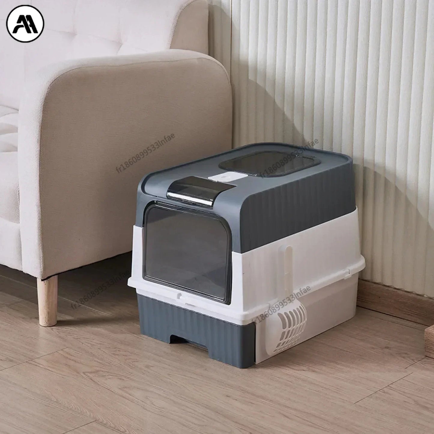 🇫🇷 Litière XXL pour Chat avec Couvercle et Pelle – Bac Fermé Anti-Odeurs à Tiroir | 🇬🇧 Extra Large Cat Litter Box with Lid & Scoop – Odor-Proof Fully Enclosed Drawer Style