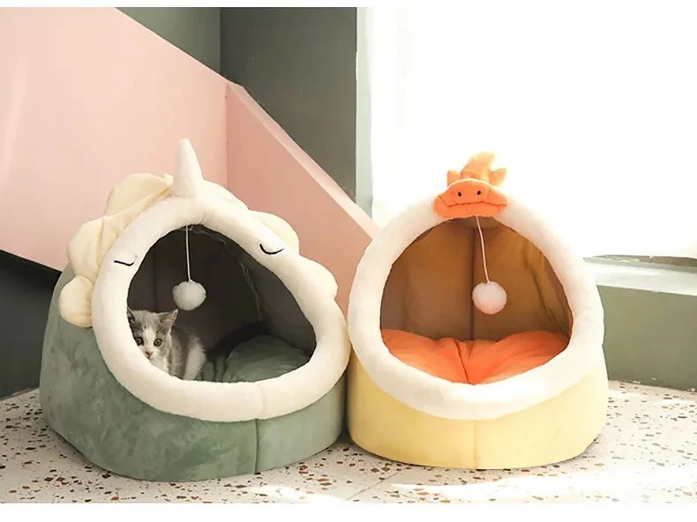 🇫🇷 Lit pour chat sommeil profond – Design cartoon, pliable, amovible et lavable, en forme de sac ou grotte pour petit chien ou chat 🇬🇧 Deep Sleep Cat Bed – Cartoon Style, Foldable, Removable & Washable Cave Bag Mat for Small Dogs or Cats